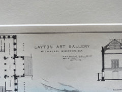 Layton Art Gallery, Milwaukee, WI, 1886, Hand Colored Original -