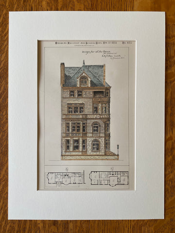 City House by E R Tilton, Hand Colored, Original -