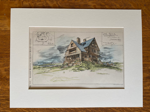 Dr C T Gardner House, The Rock, Sakonnet Point, RI, 1886, Hand Colored, Original -