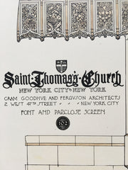 All Saints Cathedral, Font, Halifax, Nova Scotia, 1914, Hand Colored Original *