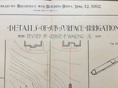 Detailed Plan of Sub Surface Irrigation System, 1892, Original *
