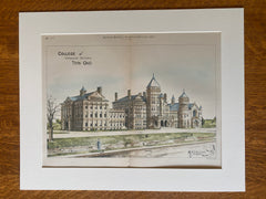 College of Ursulin Sisters, Tiffin, OH, 1887, E O Fallis, Original Hand Colored -