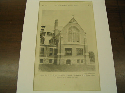 Detail of Clark Hall at Western Reserve University, Cleveland, OH, 1891, Richard M. Hunt