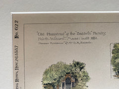 Baldwin Family Homestead, North Woburn, MA, 1887, Original Hand Colored -