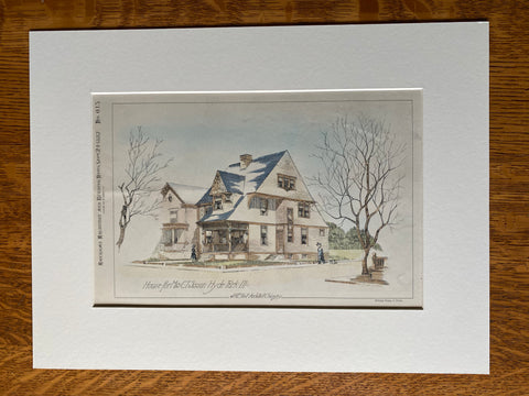 C T Sisson House, Hyde Park, IL, 1887, J H Elliot, Original Hand Colored -