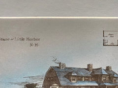 House at Little Harbor, New Hampshire, 1888, Original Hand Colored -