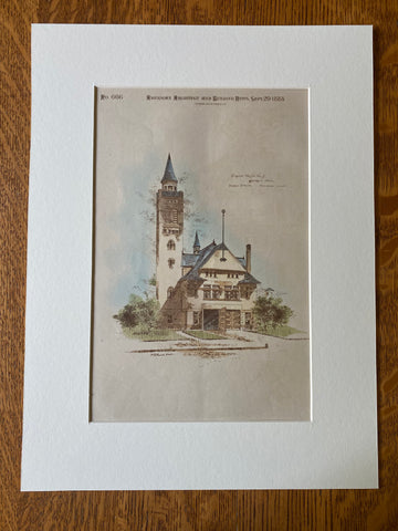 Engine House No. 15, Detroit, MI, 1888, Donaldson & Meier, Original Hand Colored -