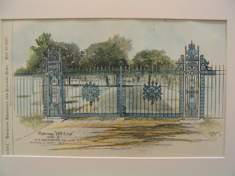 Gateway of Hill Crest, Estate of W. F. Havemeyer, Red Bank, NJ, 1897, Brunner and Tryon