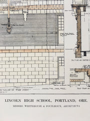 Lincoln High School, Portland, OR, 1914, Original Hand Colored *