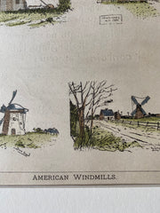 American Windmills, 1890, Original Hand Colored -