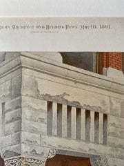 Williams Building, Omaha, NE, 1891, I Hodgson Jr., Original Chromolithograph -