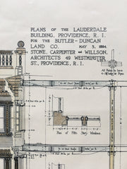 Lauderdale Building, Butler Duncan, Providence, RI, 1894, Original Hand Colored *