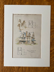 House at Ridgefield, New Jersey, 1891, F W Beall, Original Hand Colored -