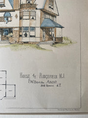 House at Ridgefield, New Jersey, 1891, F W Beall, Original Hand Colored -