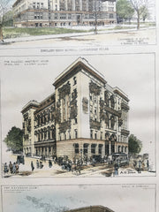 Cancer Hospital, NY, City Hall, Boston, etc., 1894, Original Hand Colored *