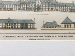 Hillsborough County Farm Buildings, NH, 1894, Hand Colored Original *