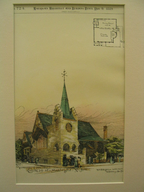 New Methodist Episcopal Church, Seabright, NJ, 1889, Wm. B. Bigelow