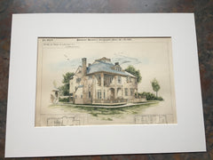 House at Lakewood, New Jersey, 1895, E G W Dietrich, Original, Hand Colored -