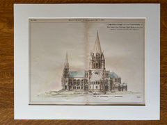 Cathedral of St John Divine, NY, 1891, Heins & LaFarge, Original Hand Colored -
