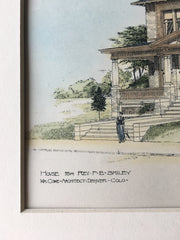 House Rev F E Smiley, Denver, CO, 1896, William Cowe, Hand Colored Original -