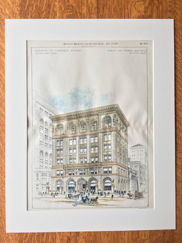 Cleveland Chamber of Commerce, OH, 1897, Hand Colored, Original -