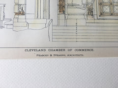 Cleveland Chamber of Commerce, Entrance, OH, 1897, Hand Colored, Original -