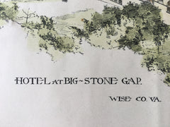 Hotel, Big Stone Gap, Wise County, VA, 1898, Hand Colored Original -