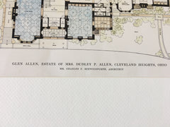 D Allen Estate, Glenn Allen, Cleveland Heights, OH, 1916, Hand Colored Original -