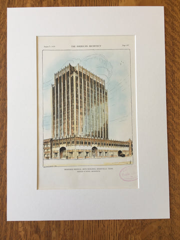 Medical Arts Building, Knoxville, TN, 1929, Original Hand Colored -