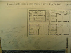 Design for Merchant's Club Building on German St., Baltimore, MD, 1882, J. A. and W. J. Wilson