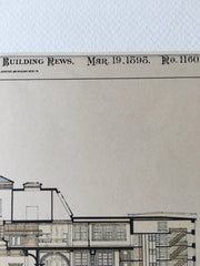 Newark Free Public Library, Newark, NJ, 1898, Hand Colored Original -