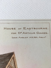 Arthur Oakes House, Eastbourne, Great Britain, 1892, Hand Colored Original -