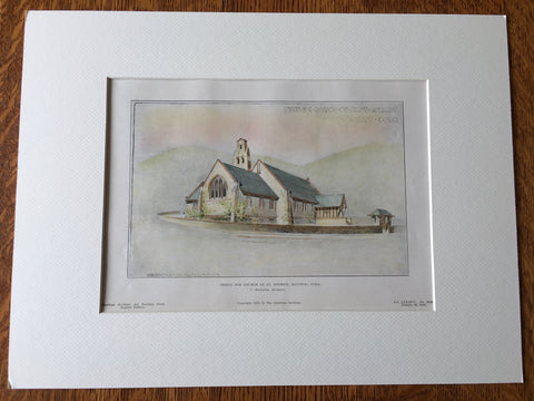 Church of St Andrew, Manitou, CO, 1905, T MacLaren, Hand Colored Original -