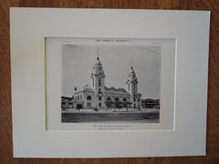 Union Station, Worcester, MA, 1911, Lithograph. Watson & Huckel