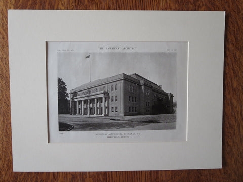 Municipal Auditorium, Savannah, GA, 1916, Lithograph. Henrik Wallin