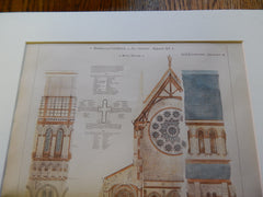 Cathedral of All Saints Design, Albany, NY, 1883. Original Plan. Hand-colored. H.H. Richardson.