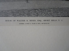 Walter Hines, Esq. House, Short Hills, NJ, 1911, Lithograph. James Ware & Sons