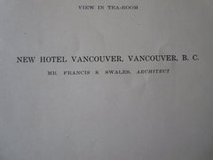 New Hotel Vancouver, Vancouver, BC, 1916, Lithograph. Francis Swales
