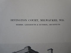 Irvington Court, Milwaukee, WI, 1911, Lithograph. Leenhouts & Guthrie