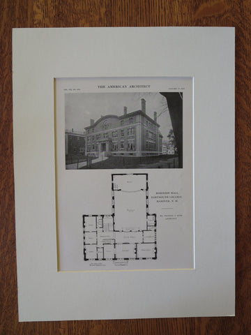 Robinson Hall, Dartmouth College, Hanover, NH, 1916, Lithograph. Charles A. Rich