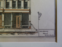 Campbell Building, Chicago, IL, 1877, Original Plan. Hand Colored. W.H. Drake.