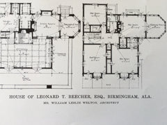 House of Leonard T. Beecher, Esq., Birmingham, AL, 1916, Lithograph. W.L. Welton