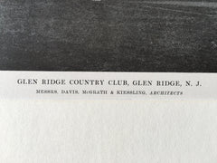 Plan, Glen Ridge Country Club, NJ, 1916, Lithograph. Davis, McGrath & Kiessling