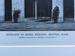 Henry Building, Seattle, WA, Howells & Stokes, 1916, Lithograph.