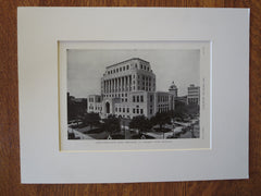 Caddo Parish Court House, Shreveport, LA, 1929, Lithograph. Edward F. Neild