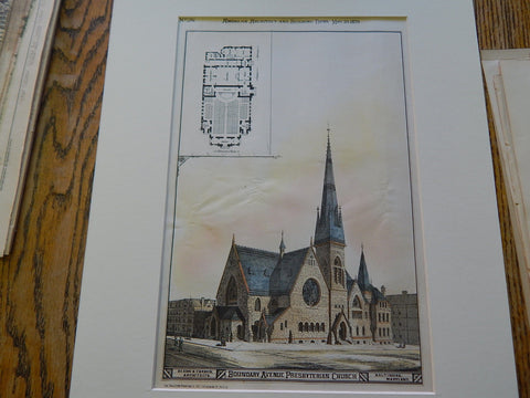 Boundary Avenue Presbyterian Church, Baltimore, MD 1879, Original Plan. Dixon & Carson.