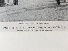 W.V.S. Thorne, Esq. House, Morristown, NJ, 1916, Lithograph. Delano & Aldrich