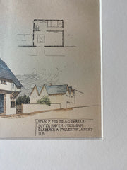 Stable for Dr A C Runyan, South Haven, MI, 1893, Hand Colored Original -