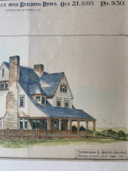 House at Norfolk, CT, 1893, Stephenson & Greene, Hand Colored Original -