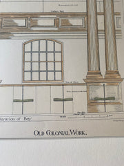 Kings Chapel, Details, Boston, MA, 1886, Hand Colored Original -